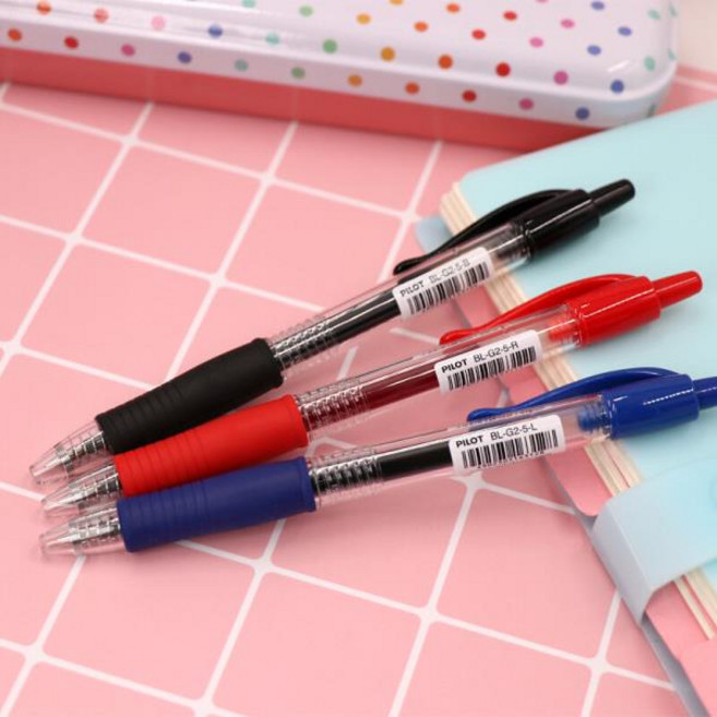 12 개/상자 파일럿 BL-G2 개폐식 젤 잉크 펜 세트 0.38mm 05mm 07mm 팁 롤러 볼 펜 컴포트 그립 학교 용품, 02 12 pieces Red ink, 03 0.7mm