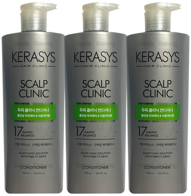 케라시스 두피 클리닉 단백질 린스 / 컨디셔너 중건성 비듬 헤어클리닉, 3개, 750ml