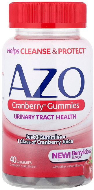 AZO Cranberry® 구미젤리 베리리셔스 구미젤리 40개(구미젤리 1개당 250mg) AZO (아조), 40 개, 1, 40