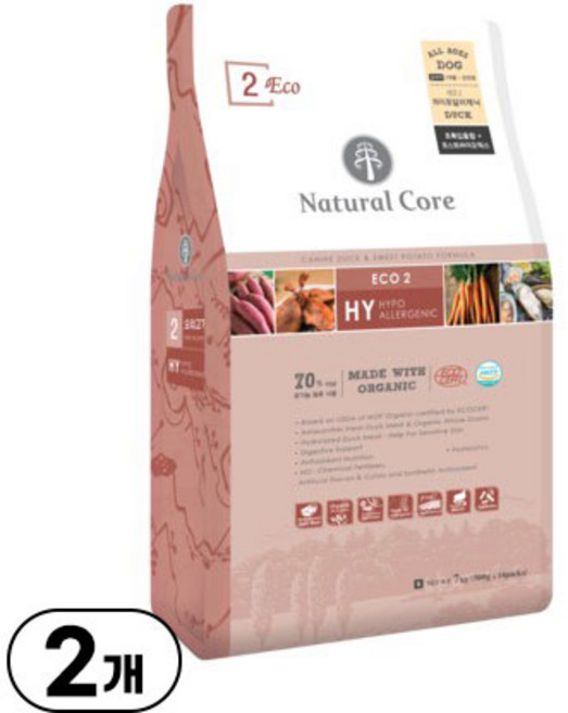 네츄럴코어 에코2 하이포알러제닉 작은입자, 오리, 7kg, 2개