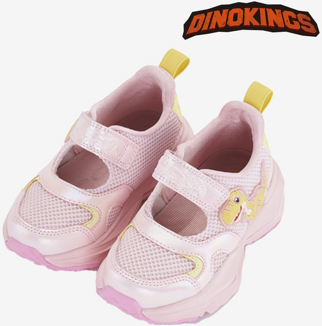 [다이노킹즈] 공룡신발 공룡운동화 LED신발 하이슬립 LED - 핑크