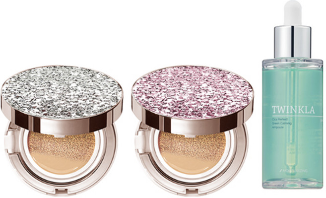 [쿠션15g+쿠션15g+앰플50ml] 앰플1개 + 미스트 쿠션2개 [17호 21호 23호] [건성 추천 쿠션], 1개, 실버다이아글리터17호+로맨틱핑크17호(건성)+앰플