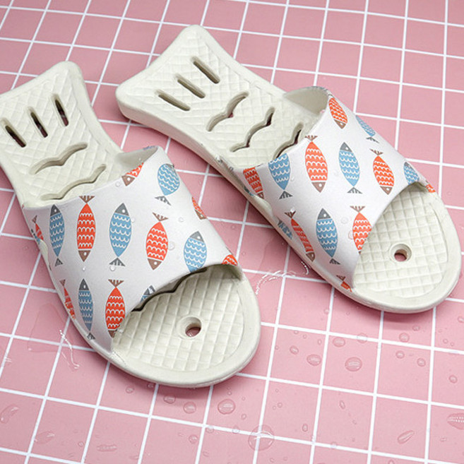 미끄럼 방지 물고기 에바 욕실화, 아이보리, 1개