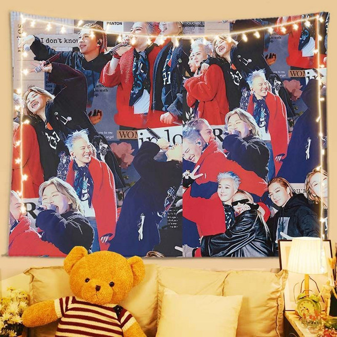 權志龍 Bigbang 周邊 墻上掛布 宿舍裝飾墻布掛毯, 1個, 9中號148x128厘米（送燈）