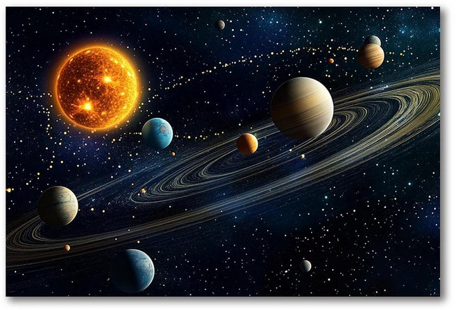 태양계 포스터 캔버스 인쇄 공간 행성 벽 예술 그림 홈 거실 장식에 적합, 20x30cm No Frame, 5. 3