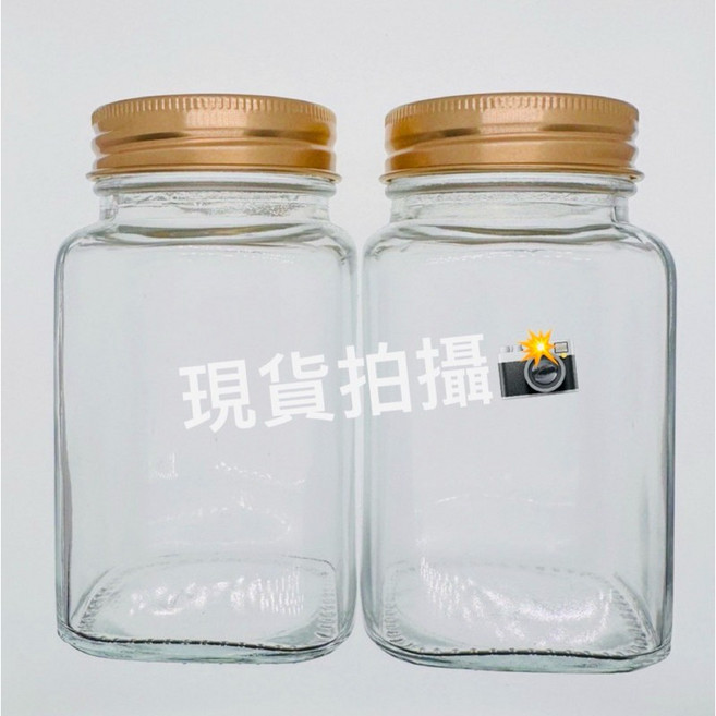 玻璃罐方罐蠟燭 手工香氛蠟燭 密封罐鬥魚瓶造型 辦公室小物 果凍蠟香氛, 1個, 方罐200ml(蓋子有擦傷)