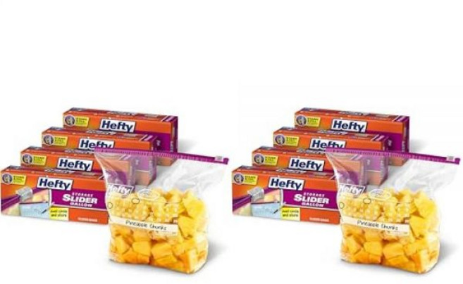 Hefty 달력 슬라이더 갤런 보관 가방 30개 4팩 날짜가 있는 백 생고기 빵 과일 채소 지퍼 앤 클릭 잠금 총 120개 268555