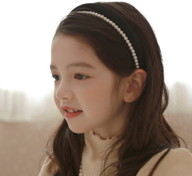 럭키밤비네 여아 진주 새틴 헤어밴드 아동 머리띠