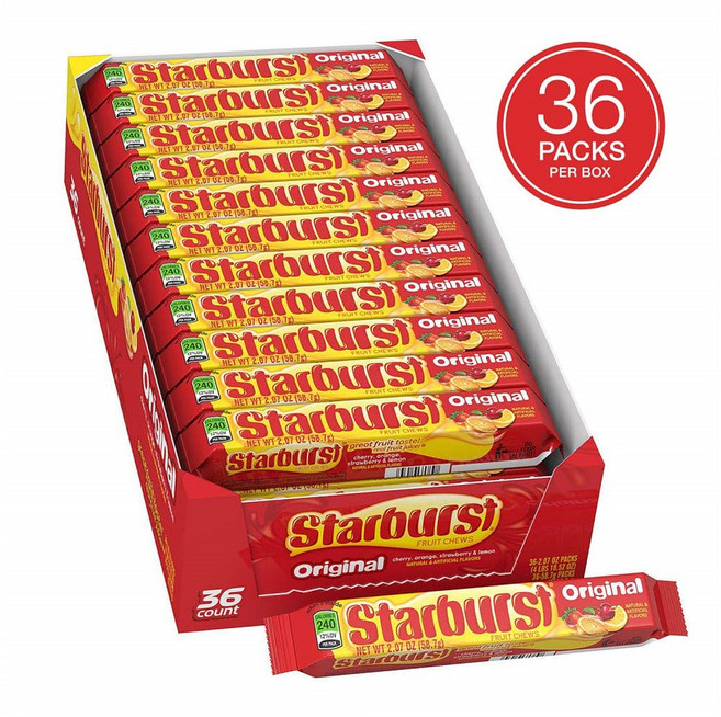 스타버스트 프루트 츄 오리지널 체리 + 오렌지 + 스트로베리 + 레몬, 36개, 58.7g