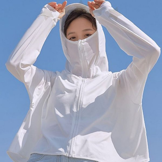 여름 야외활동 통풍 메쉬 일체형 후드 얼굴 목 팔 햇볕 가림 냉감 자외선 차단복, 상세페이지 참조