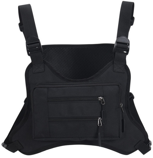 라라티와이 테오르 남성 퀵 배달 바이크 앞가방 낚시 작업 전술 조끼 멀티백, 블랙
