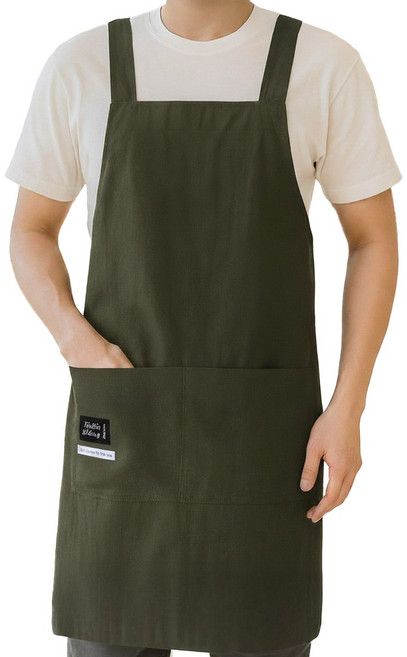 룸잇 방수 편한 카페 캠핑 공방 앞치마, 1개, 카키