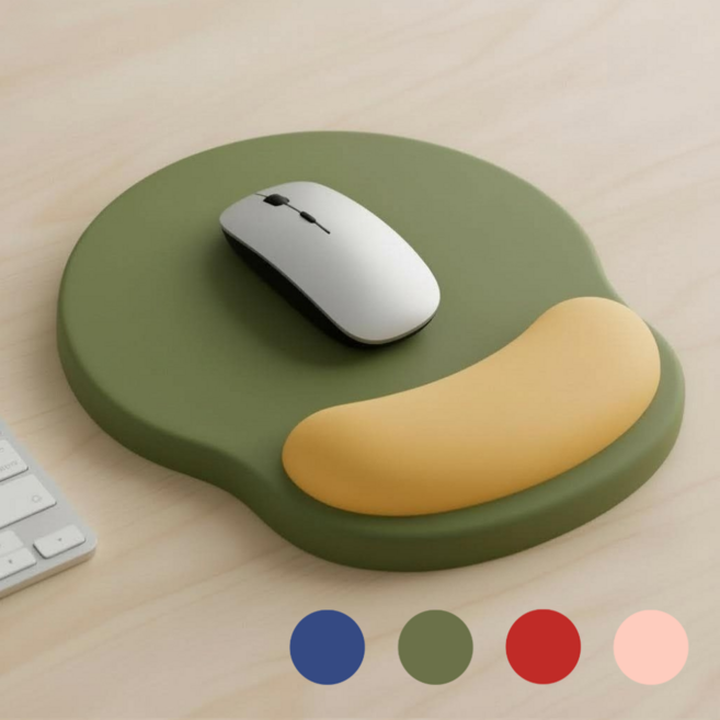 DUGNSTUDIO 4세대 실리콘 손목 보호 마우스패드, 1개, 올리브+개나리노랑