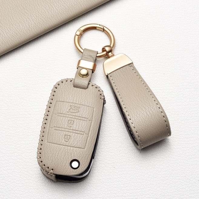 기아 2/3/4버튼 폴딩 키케이스 부드러운 촉감 스크래치방지 내구성 한층 더 나은 핸들감 K5/K3/쏘울/스포티지/카렌스/모닝 등 호환, 기아 Z3타입(3버튼), 회갈색