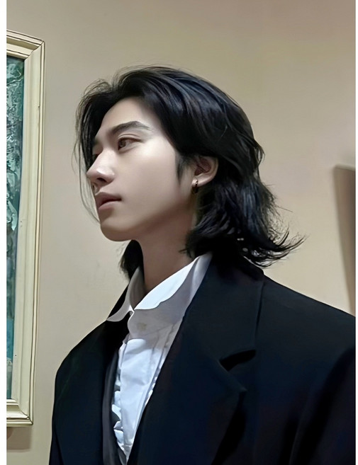 남성 긴머리 가발 장발 스타일링 장모 헤어 내추럴 남자 통, 내추럴 블랙 + 머리망 클립, 1개