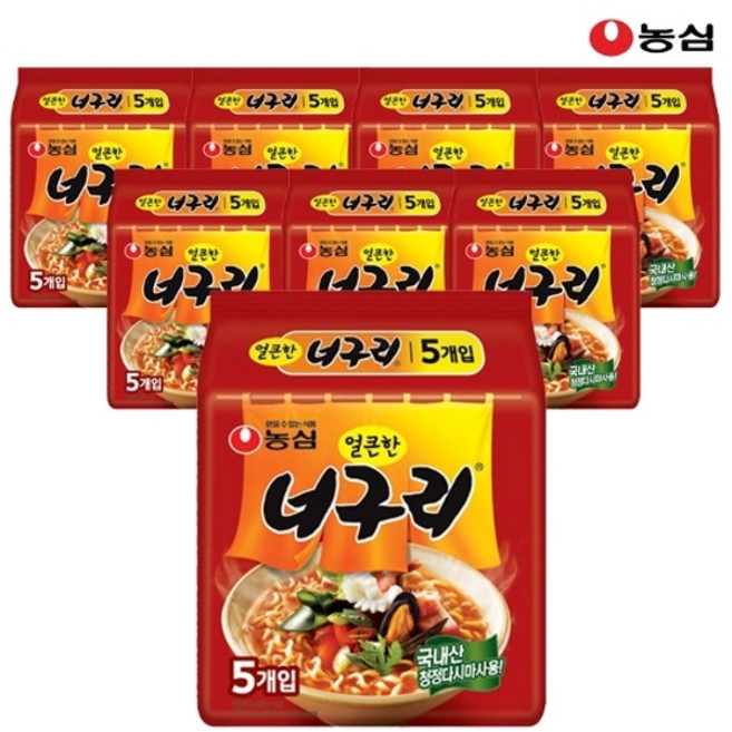 농심 얼큰한너구리 120g x 40봉 1박스, 40개