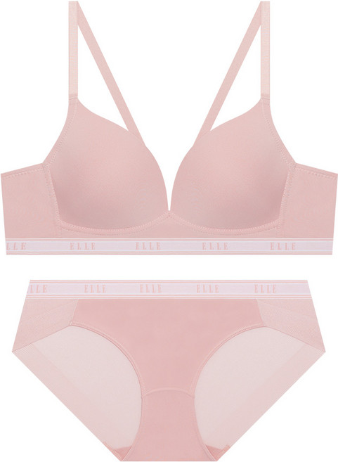 엘르이너웨어 에어로쿨 컴포트핏 노와이어 인디핑크 브라 팬티 세트