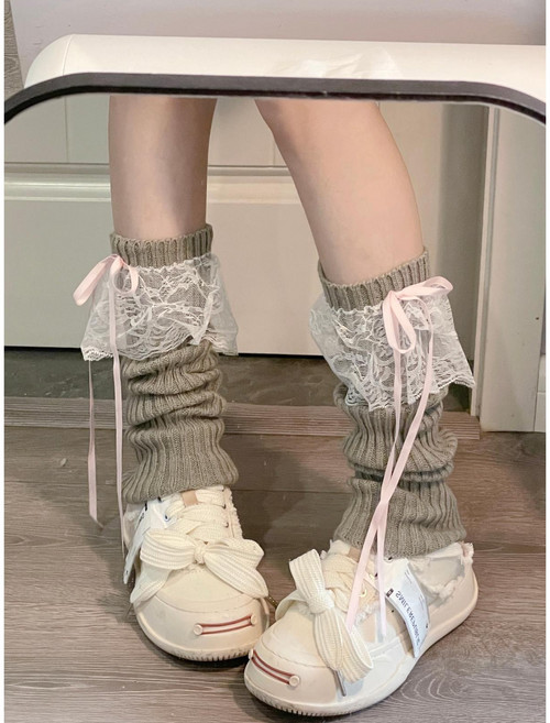 ALIPANG 여성 발토시 중간길이 니트 발워머 패션 캐쥬얼 학생 레그워머 종아리커버 복고 데일리