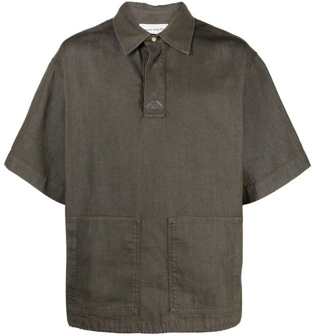 알렉산더맥퀸 로고 자수 데님 폴로 셔츠