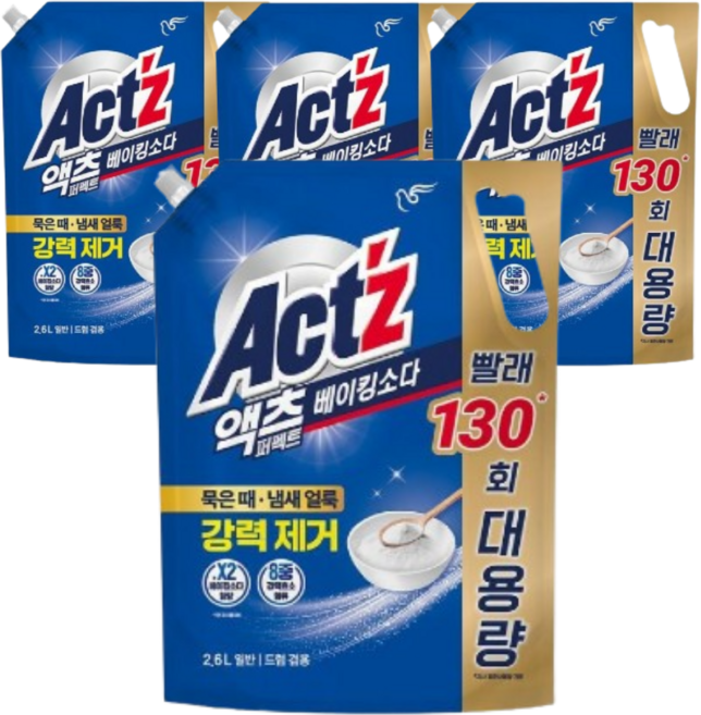 액츠퍼펙트 액체세제 2.6L 4입 베이킹 겸용, 4개