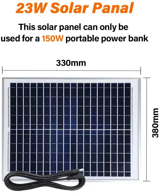 150W 휴대용 발전소 파워 제너레이터 110V 220V LED 조명 비상용 태양광 보조 배터리 (야외 캠핑 여행용), 01 Solar Panel