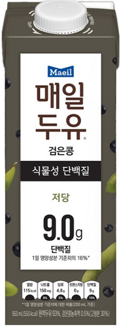 매일두유 식물성단백질 저당9.0g 단백질 검은콩 950ml 8개입 무/배, 8개