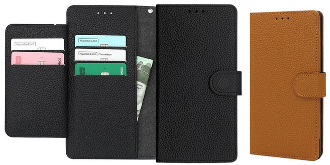 갤럭시S22 케이스 SM-S901N (뉴뉴) 천연 소가죽 (히트니트 2단 더블) 양면 카드 수납 포켓 지폐 자석 지갑 커버