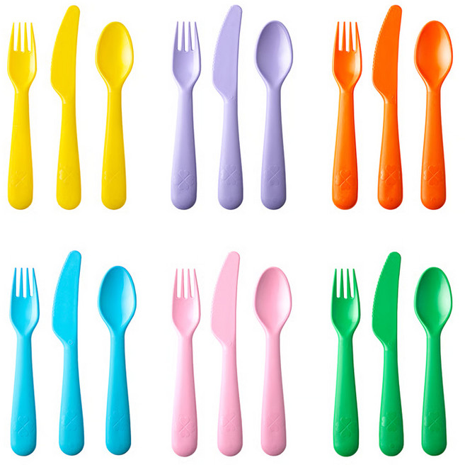 이케아 2026 NEW KALAS 칼라스 식기도구 18종 세트 유아식기세트 스푼 나이프 포크, 멀티_206.202.83