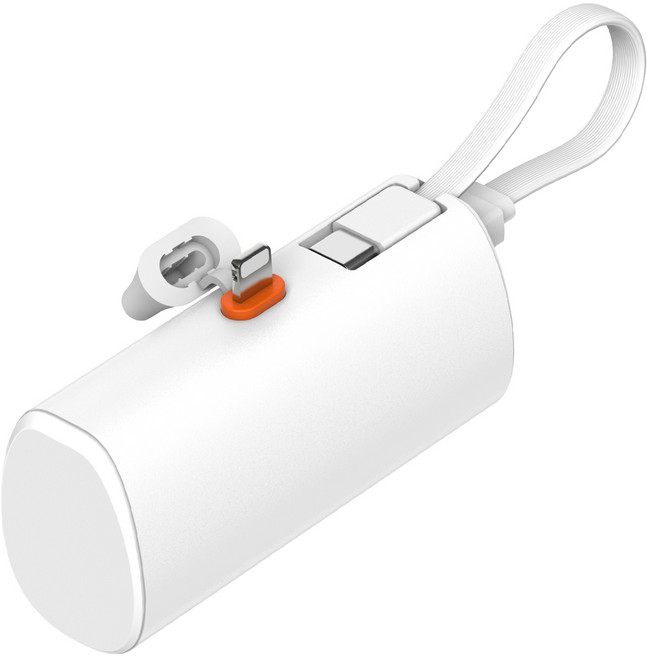 밸류엠 PD 20W C타입 케이블 빌트인 8핀 도킹형 보조배터리 D2 5000mAh, 화이트, VM-B2DA5PD20W8P