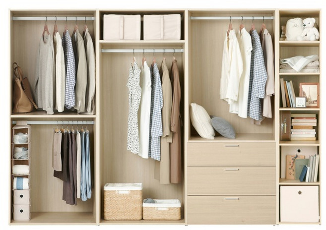 한샘 샘베딩 드레스룸 세트 280cm(높이 194cm) 서랍형 2종, B형:라이트오크(B)