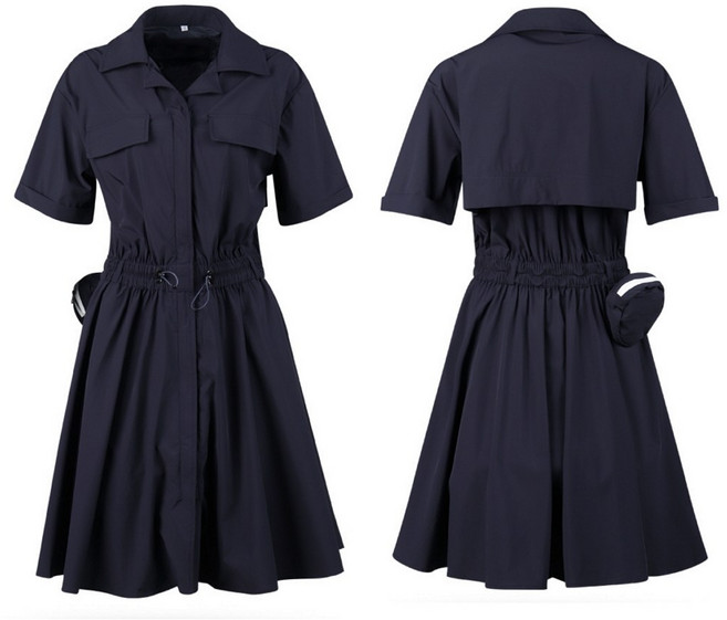 [럭스골프] 여성 고급 풀집업 미니백 포켓 여름 반팔 골프 원피스