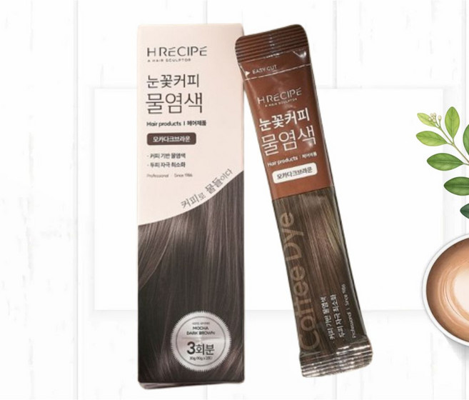 눈꽃커피물염색 10g 3입 1박스 커피물염색 흰머리염색 새치 뿌리염색, 1개, 카푸치노커버브라운