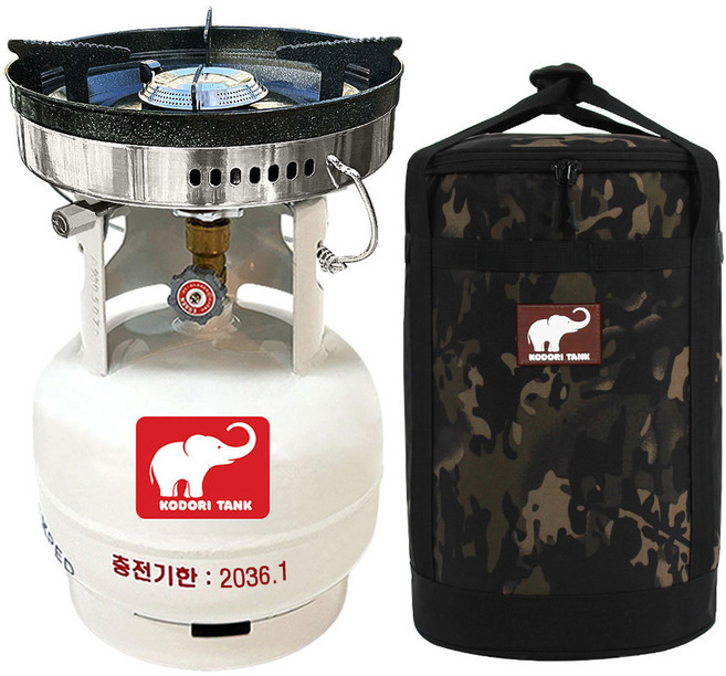 해바라기버너 코돌이탱크 LPG 3kg 가스통, 코돌이가방증정+3kg+바람막이일체형코돌이버너(5577), 1세트