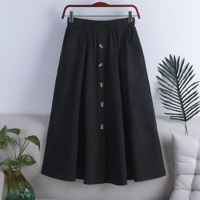 OSON 트렌치 밴딩 롱 스커트 포켓 플레어 치마