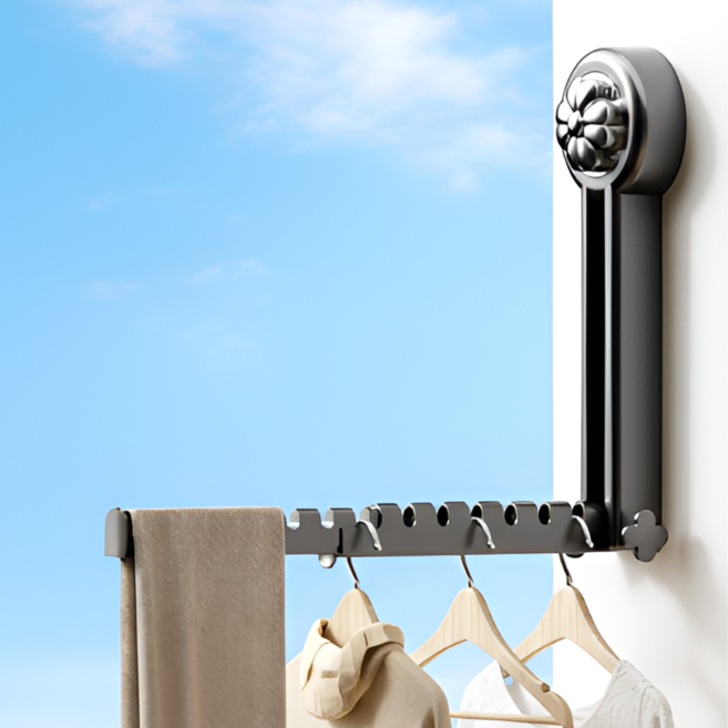 루브앤 접이식 흡착 무타공 빨래건조대, 건 그레이