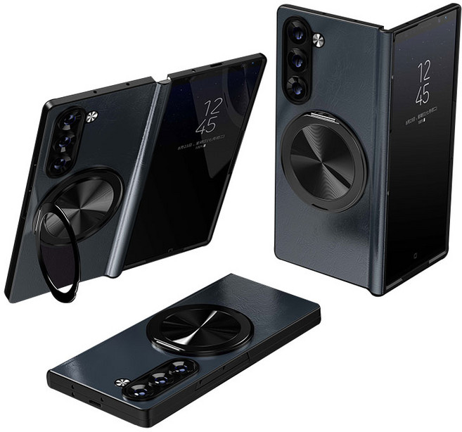 갤럭시 Z 폴드 힌지보호 천연 가죽 magsafe 360도 각도 조절이 거치대 케이스