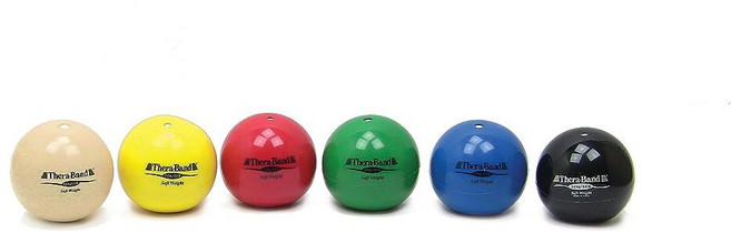 TheraBand 소프트 웨이트 지름 11.4cm (4.5인치) 핸드헬드 아이소토닉 웨이트볼 아이소메트릭 운동 근력 훈련 재활 운동 어깨 강화 운동용 6가지의 다양한, 6개 세트
