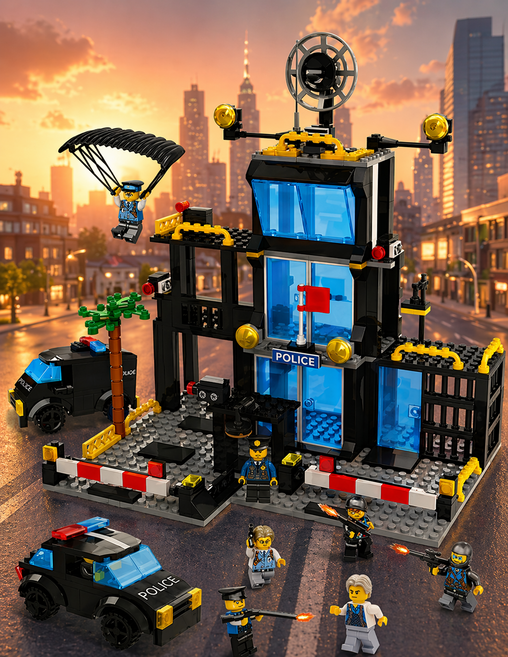 경찰서 도시 건물 조립 피규어 장난감 세트 SC44, SWAT특공대 세트, 1박스