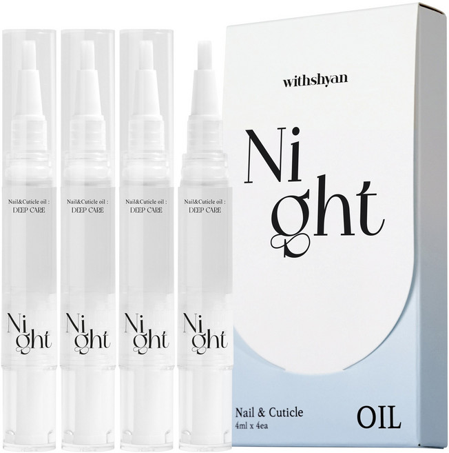 위드샨 큐티클 네일 오일펜 대용량, 1세트, 16ml, 나이트 케어 4개