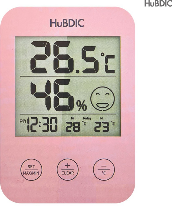 휴비딕 디지털시계 온습도계 HT-3 아기방 목욕탕 측정, 분홍색, 1개