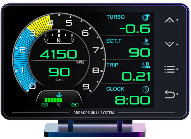XS 3.5吋液晶觸控汽車抬頭顯示器 陀螺儀多功能儀錶, 1套, OBD2+GPS雙系統