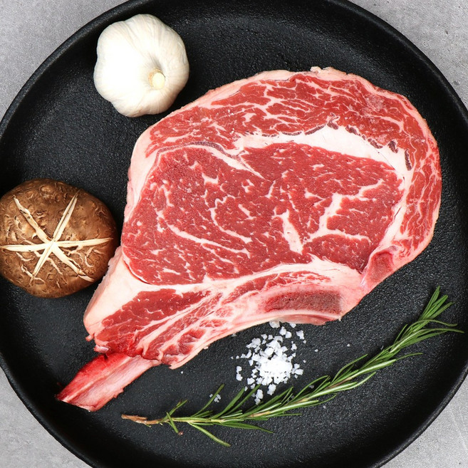 [하이마블] 토마호크 스테이크 새우살 등심 갈비살 초이스 소고기 캠핑 바베큐 홈파티, 1개, 550g(3.5cm)