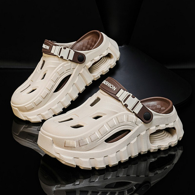 JUN ZUN 남성 8cm 키높이 메카 보호토 샌들 두툼한 밑창 쿠션 EVA 남자 슬리퍼 외출용 B661