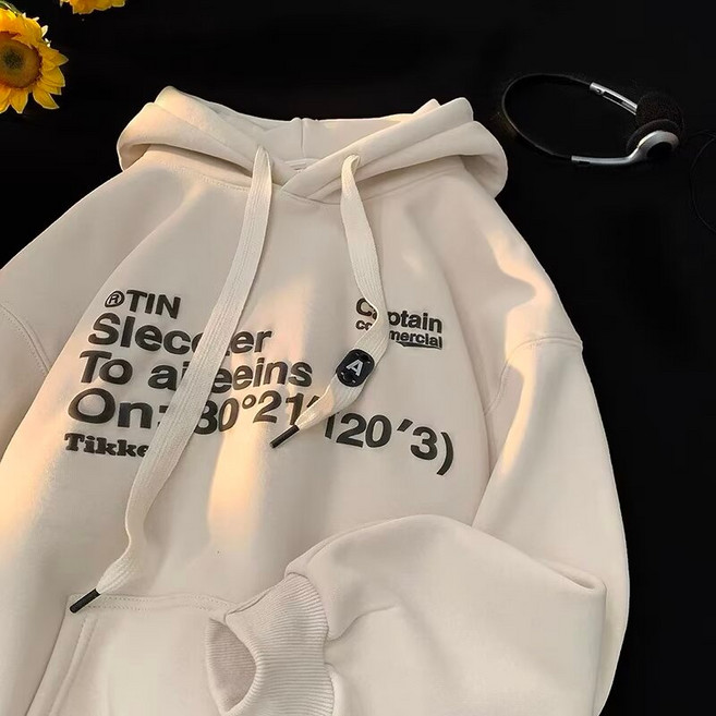 春秋季新款情侶帽t美式復古字母印花連帽加絨衛衣 大尺碼帽t 學生長袖上衣