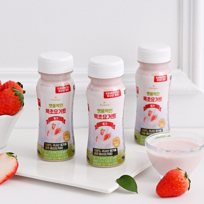 햇풀먹인 목초 마시는 요거트 국내산 딸기 과일 듬뿍 락토프리 무유당 요플레 120ml, 10개