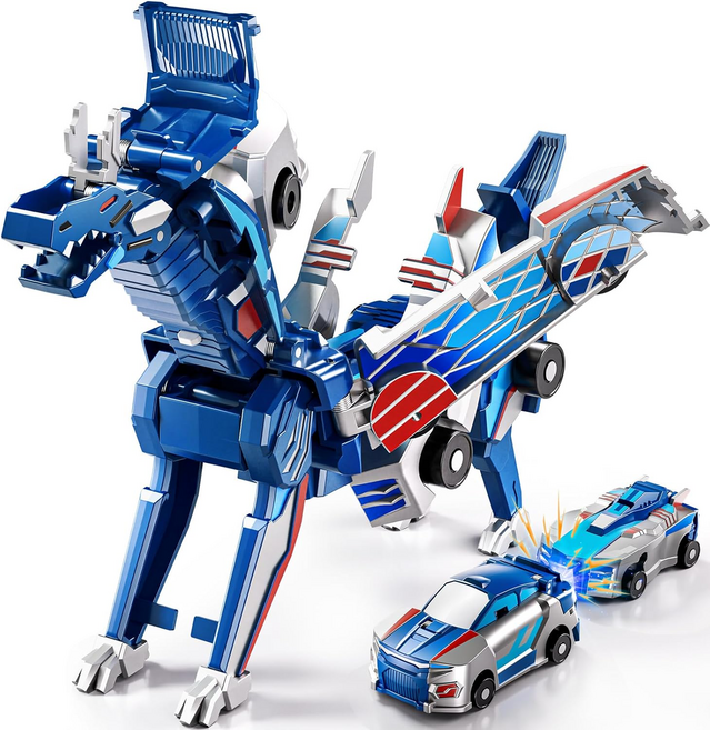 [SUNNI] 쾅! 충돌 자석 합체 자동차 - 공룡 변신 로봇 완구 아이 선물 추천, 1개, Blue