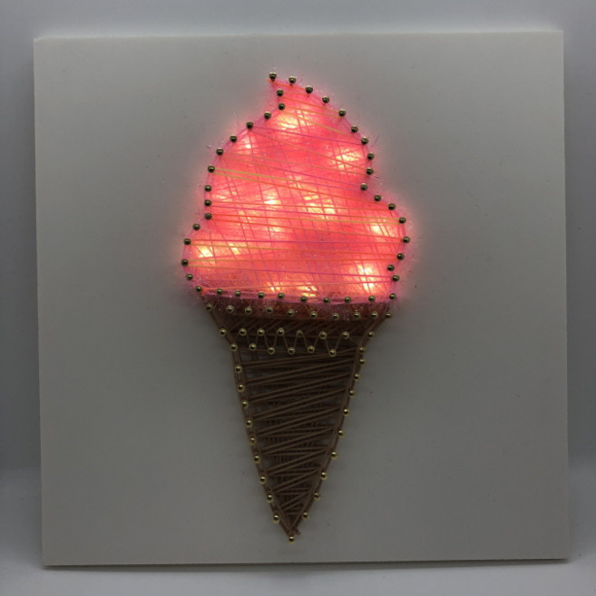[스트링아트 DIY 키트] 롤리팝 & 아이스크림 LED 조명액자 만들기 세트, 바닐라롤리팝, 1개