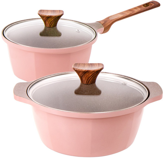 캡스톤 글램레트로 냄비세트, 핑크, 가스용 18편수+20양수, 1세트