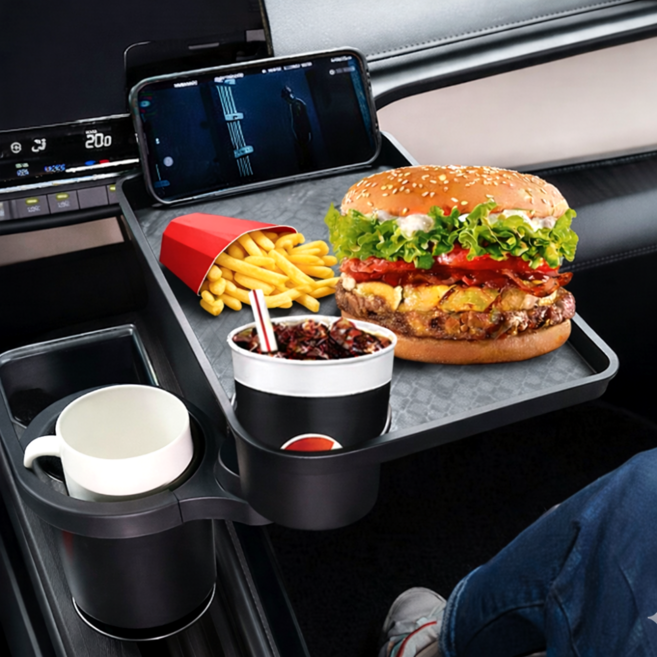 다실 공간확장 차량용 컵홀더 트레이, 블랙, 1개