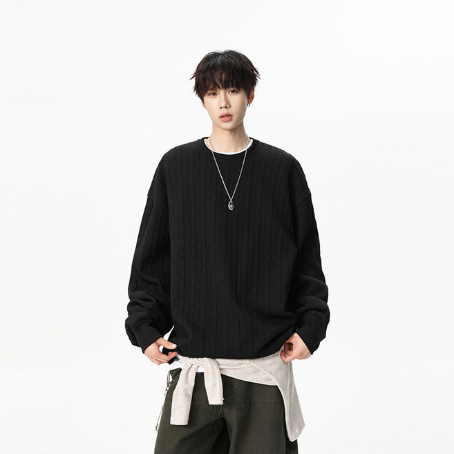 스타일닥터 남자 빅사이즈 베이직 골지 니트 라운드넥 긴팔 스웨터 남성니트